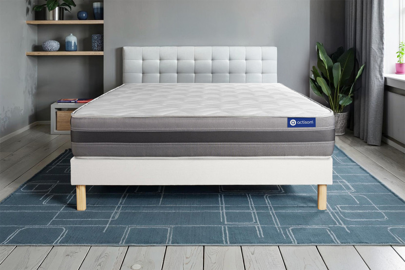 Ensemble Matelas Sommier 80x190 cm - Sommier Blanc (en kit) - Actilatex Relax