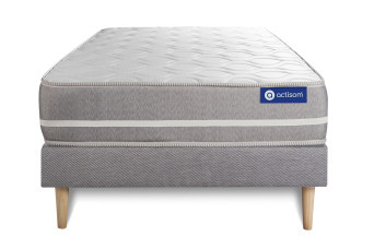 Ensemble Matelas Sommier 90x190 cm - Sommier Gris (en kit) - Actimemo Touch