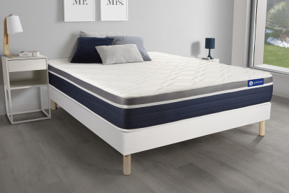 Ensemble Matelas Sommier 160x220 cm - Sommier Blanc (en kit) - Actilatex Confort