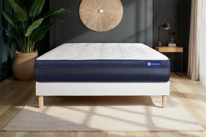 Ensemble Matelas Sommier 120x190 cm - Sommier Blanc (en kit) - Actimemo Tech