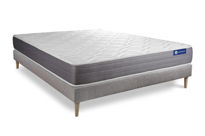 Ensemble Matelas Sommier 160x220 cm - Sommier Gris (en kit) - Actiflex Dream