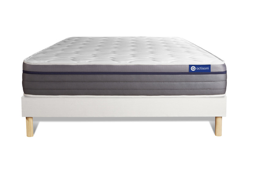 Ensemble Matelas Sommier 160x200 cm - Sommier Blanc (en kit) - Actilatex Zen