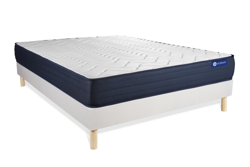 Ensemble Matelas Sommier 140x220 cm - Sommier Blanc (en kit) - Actimemo Life
