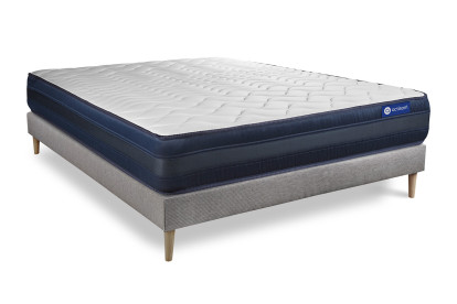 Ensemble Matelas Sommier 140x190 cm - Sommier Gris (en kit) - Actimemo Tech