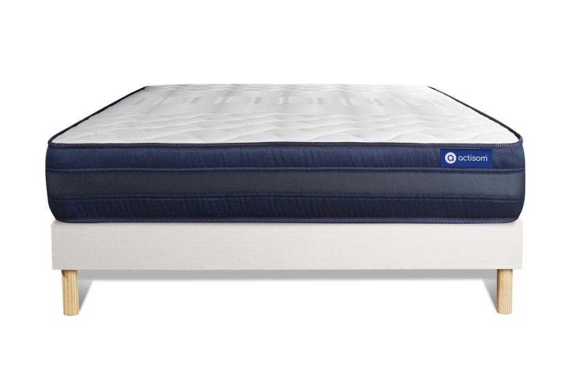 Ensemble Matelas Sommier 120x220 cm - Sommier Blanc (en kit) - Actimemo Tech