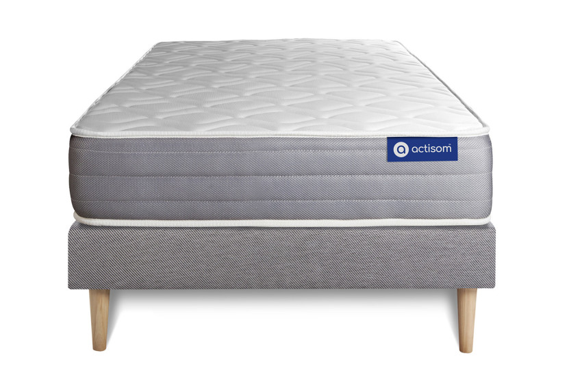 Ensemble Matelas Sommier 90x190 cm - Sommier Gris (en kit) - Actiflex Dream